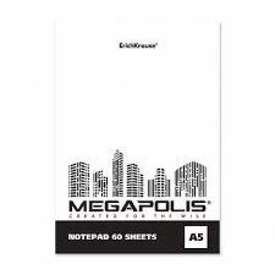 Блокнот А5 60л.ЕК Megapolis бел линовки на склейке., 6 шт/уп